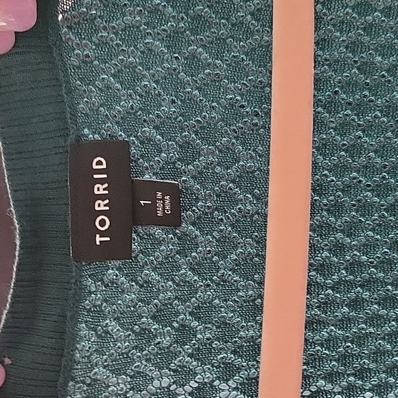 Emerald green open-weave cardigan - Picture 3 of 3